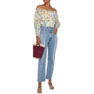 ALICE + OLIVIA Tereza Cold Shoulder Floral Print Cotton Voile Blouse
